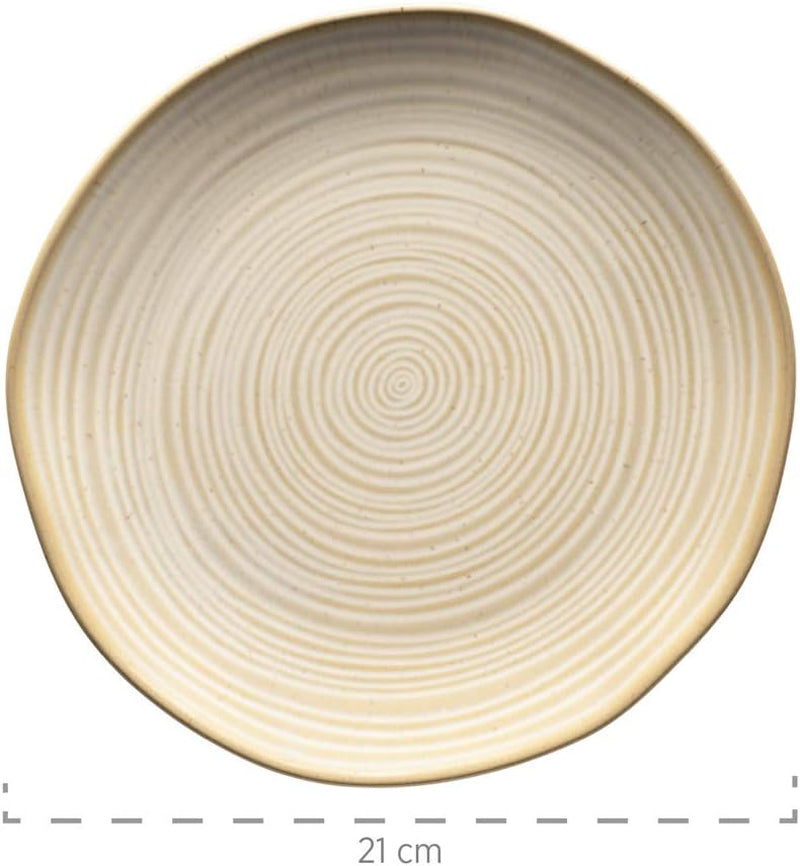 MÄSER 931818 Nottingham Vintage Series Service de table pour 4 personnes, service de petit-déjeuner 12 pièces avec formes rondes irrégulières au look rétro, carrelage, beige