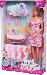 Simba 105733680 Steffi LOVE Doll Hello Baby (29 cm) - Poupée de jeu enceinte avec ventre qui grandit, poupée et accessoires - jouet pour enfants pour filles et garçons à partir de 3 ans, noir Dolls Naty Shop