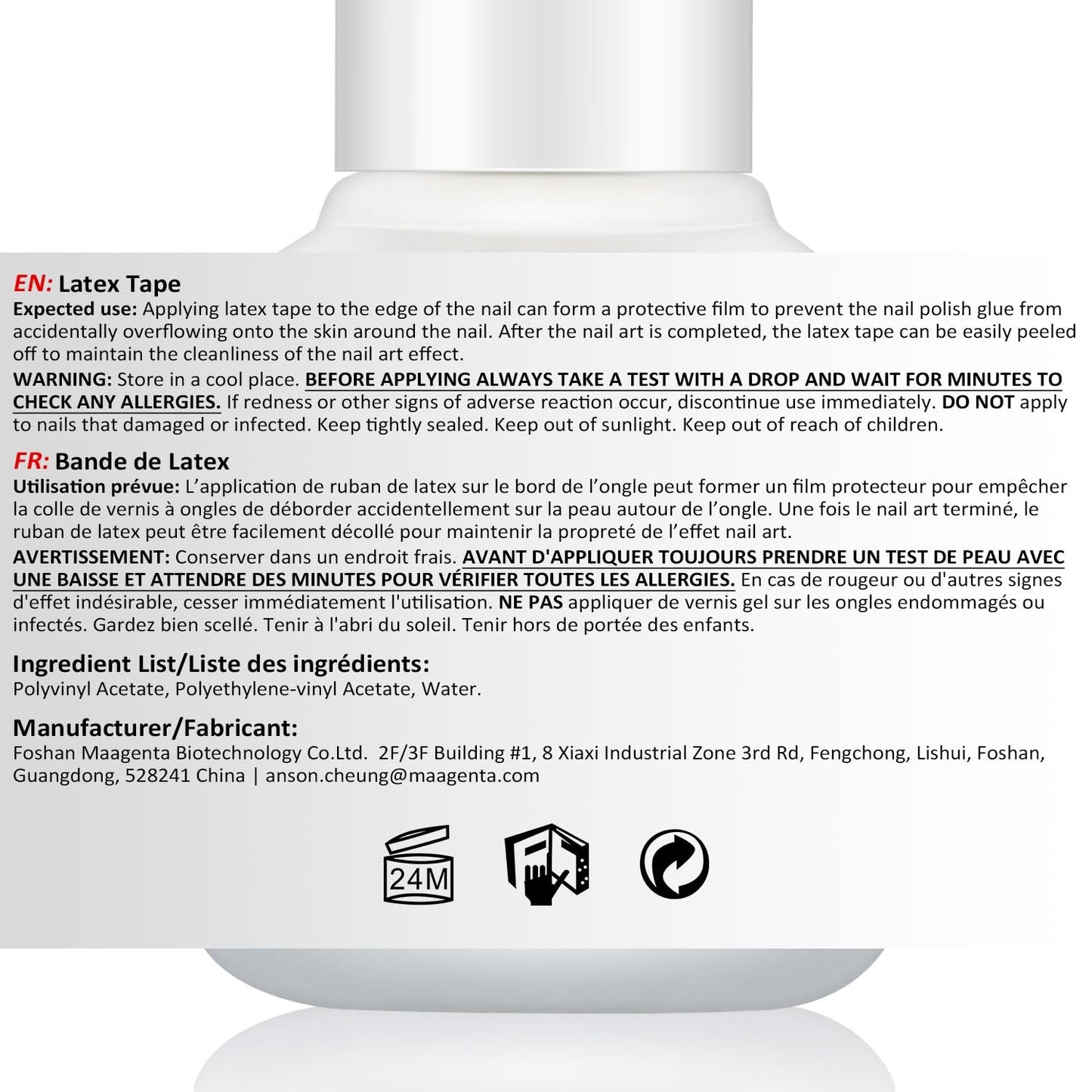 AIMEILI Latex Peel off Tape Nagelleck Korrektor Hautschutz Fingerschutz pour Nail Art Palisade Geruchlos Blanc 15Ml