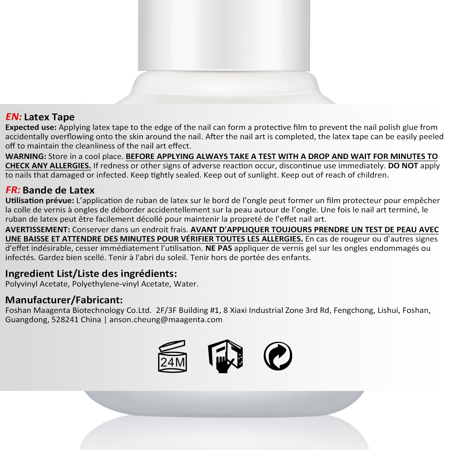 AIMEILI Latex Peel off Tape Nagelleck Korrektor Hautschutz Fingerschutz pour Nail Art Palisade Geruchlos Blanc 15Ml