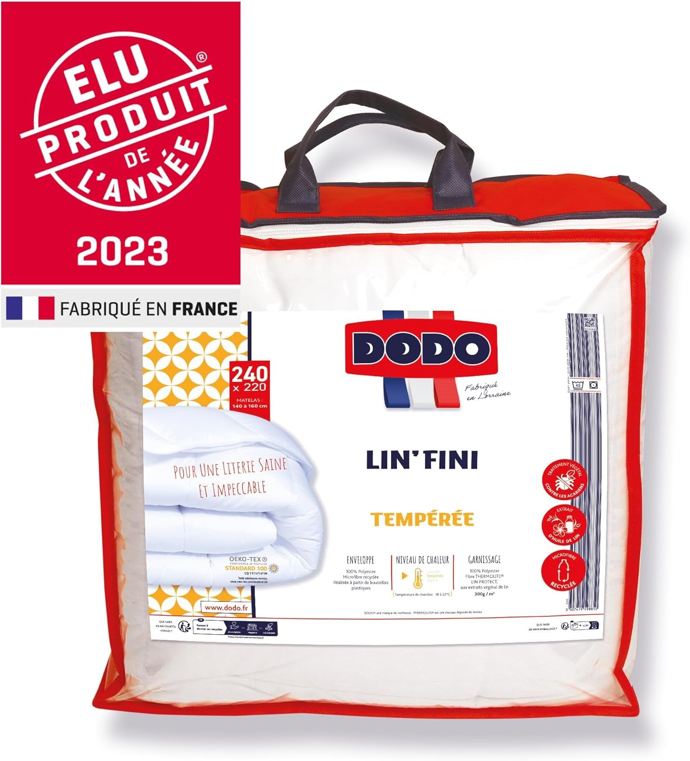 DODO | Produit Elu de l'année 2023 Couette L, 220 X 240 cm, Pour lit double, Très douce, Recyclée, Lavable en machine à 40 °C Couettes et couettes Naty Shop