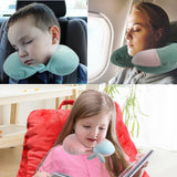 Oreiller cervical pour enfants, pour avion, voiture, train, voyage, adulte, mousse à mémoire de forme, motif animal mignon, oreiller en forme de U, housse amovible (rose 2) Oreillers cervicaux orthopédiques Naty Shop