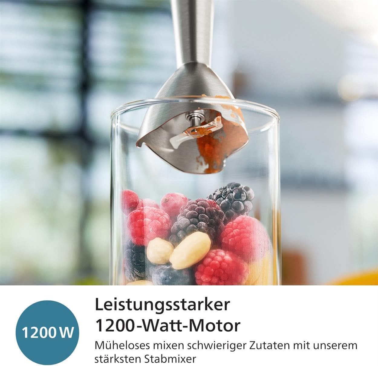 Philips 5000-Serie Stabmixer - 1200W Leistung. Technologie Promix. Led Geschwindigkeitsanzeiger. Stufenlose Geschwindigkeitseinstellung. Conception compacte. Leicht Zu Reinigen. Schwarz (HR2681/00) Cuisine Naty Shop