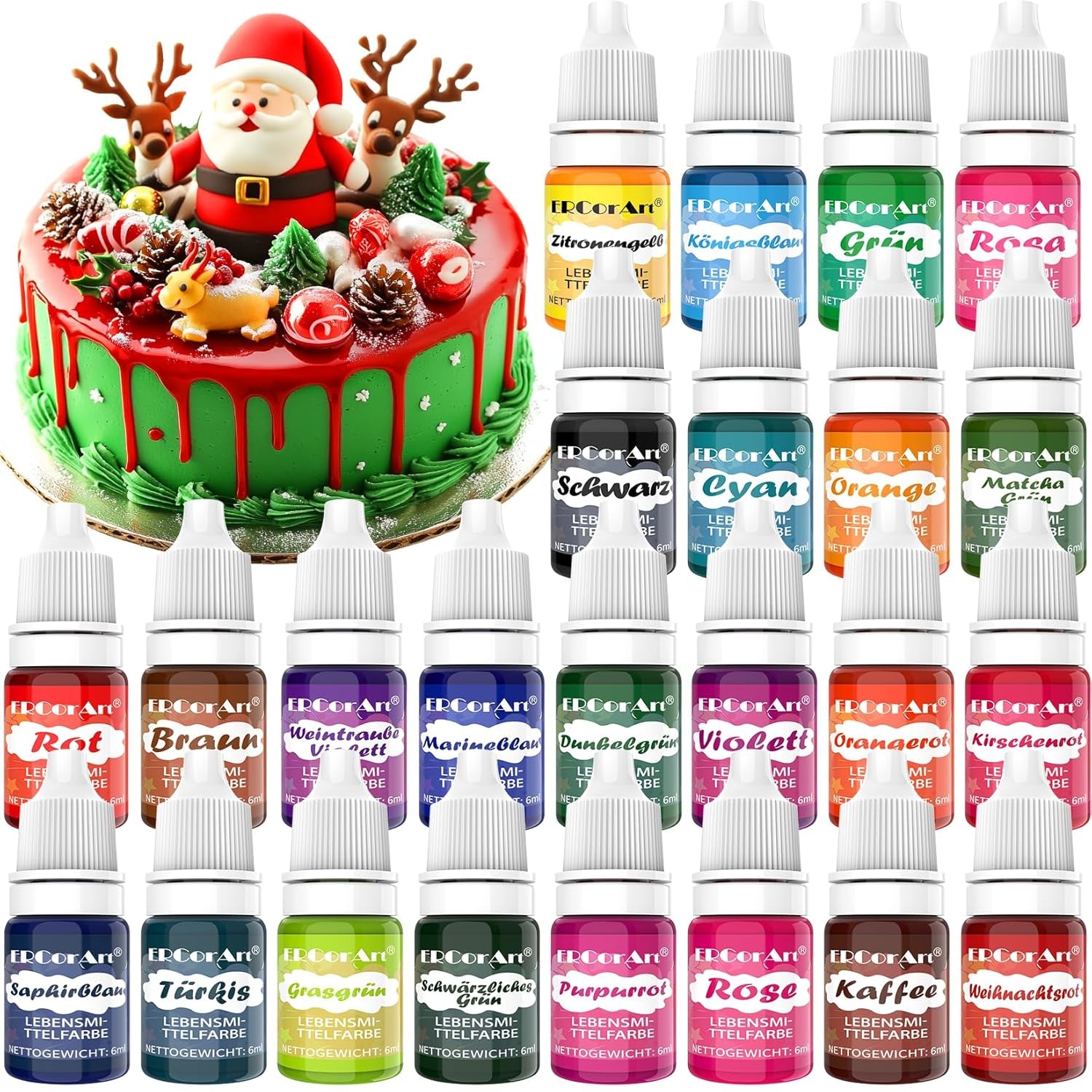 Colorant alimentaire en poudre – 24 colorants alimentaires hautement concentrés, colorants alimentaires vibrants pour gâteaux, macarons, fondants, pâtisseries, glaçages, crème au beurre, biscuits – 2 g (chacun)