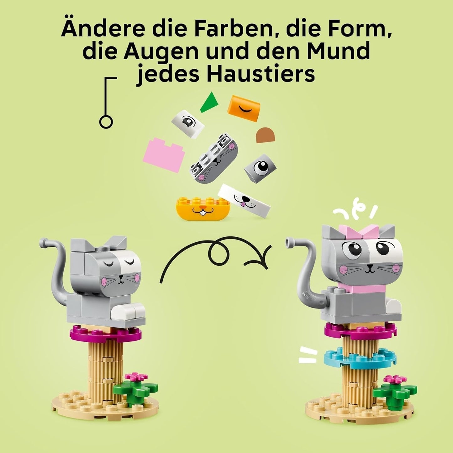 LEGO Classic Creative Animals, boîte avec des briques colorées, construisez des figurines d'animaux en briques comme un chien, un chat, un lapin, un hamster et un oiseau, jouet de construction pour garçons et filles à partir de 5 ans 11034 Jeux de construction Besuche den LEGO-Store