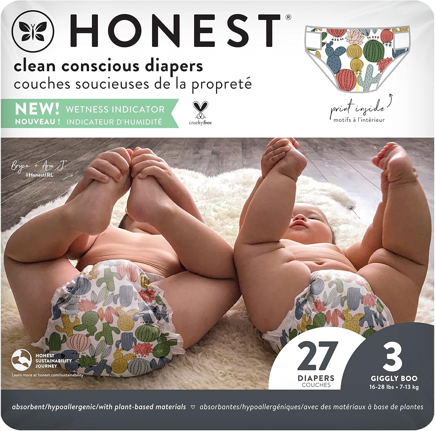 – Couches jetables écologiques et de qualité, Pandas, taille 3 (7,3–12,7 kg), 27 pièces