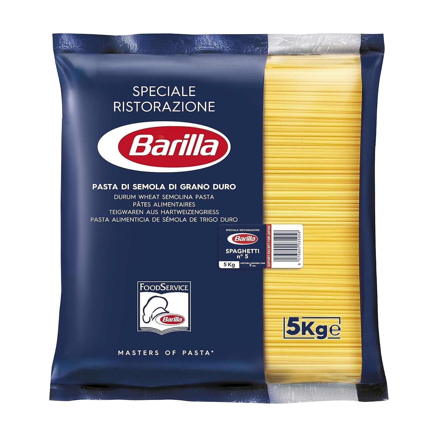 Barilla Pasta Klassische Spaghetti n.5 aus Hartweizen de haute qualité immergé al dente, (1 x 500 g), sans goût