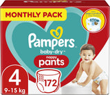 Pampers (ancienne version), culottes, taille 4, 9 kg-15 kg, paquet de trois (1 x 88 couches)