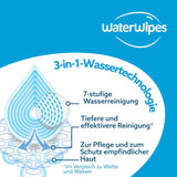Lingettes humides WaterWipes Sensitive+ On The Go, 100 lingettes (paquet de 10), 3 en 1 nettoie, soigne, protège, 99,9 % d'eau, lingettes sans parfum