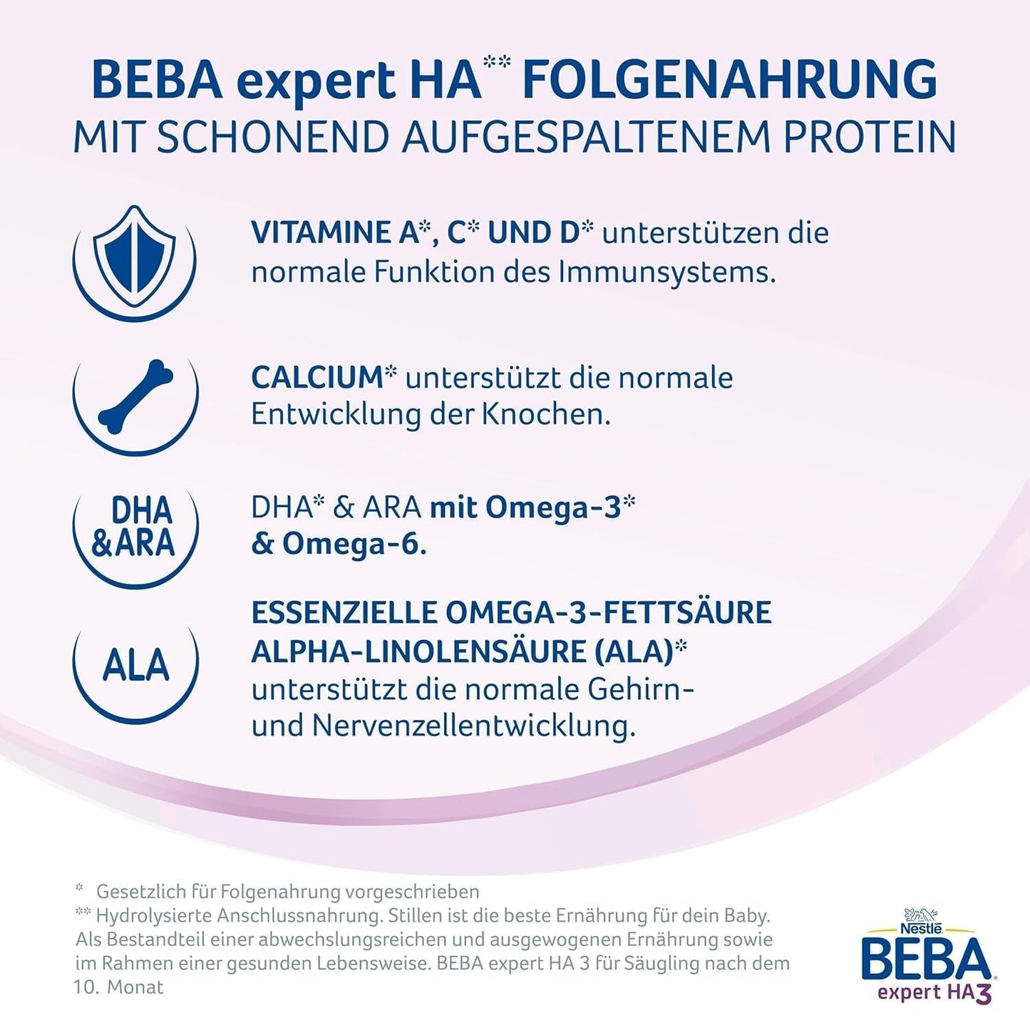 BEBA Expert HA 2 Lait de suite après 6 mois, aliment bébé aux protéines hydrolysées, lactose uniquement, sans huile de palme, lot de 6 (6 x 550 g) Naty Shop
