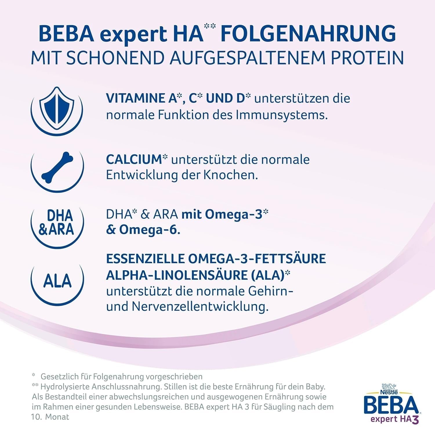 BEBA Expert HA 2 Lait de suite après 6 mois, aliment bébé aux protéines hydrolysées, lactose uniquement, sans huile de palme, lot de 6 (6 x 550 g) Naty Shop