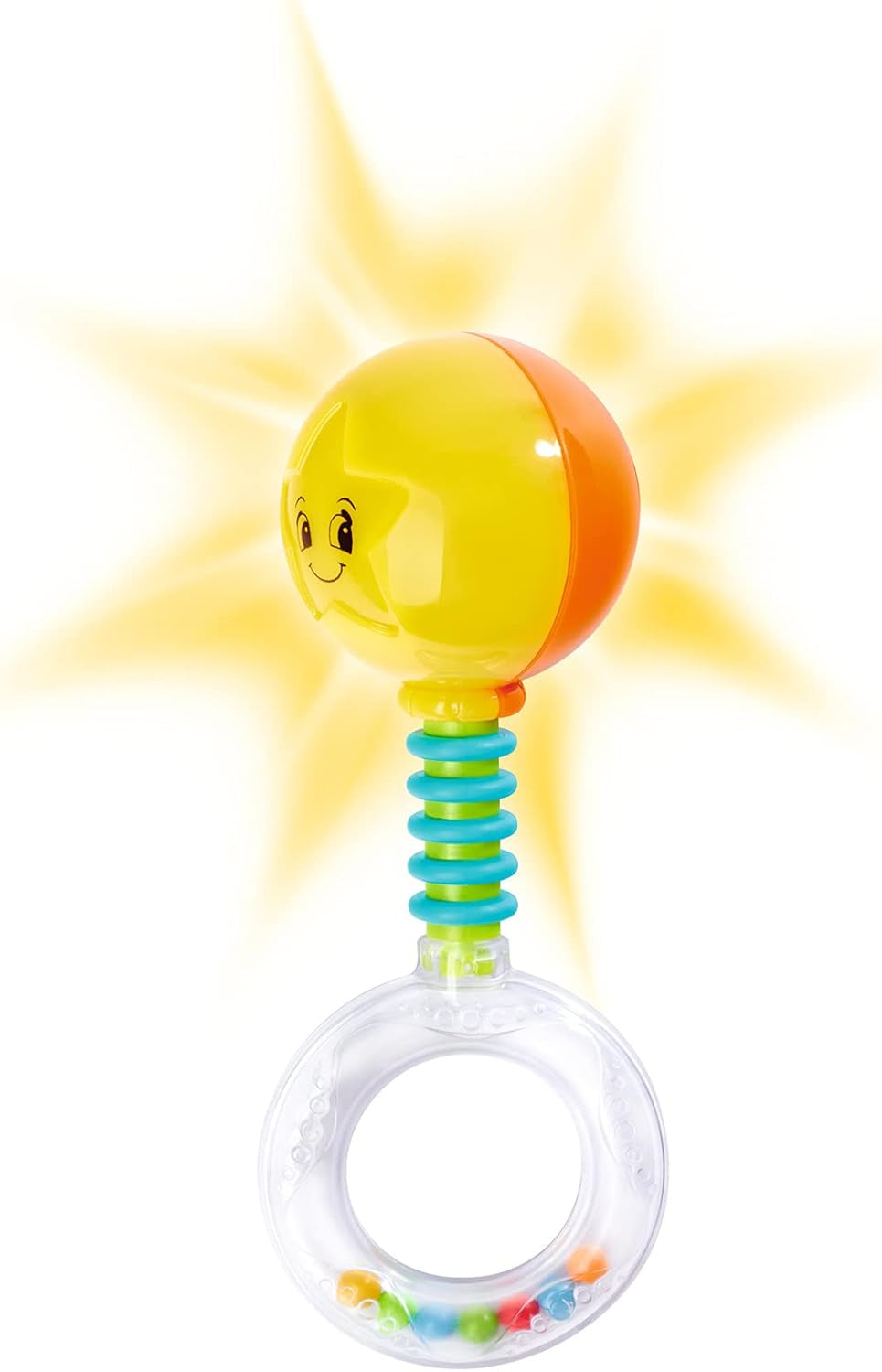 Simba 104010060 - Hochet ABC lumineux, s'allume lorsqu'on le secoue, 14cm, jouet pour bébé, hochet pour bébé, premier équipement, à partir de 3 mois, jaune Jucarii Bebe Naty Shop