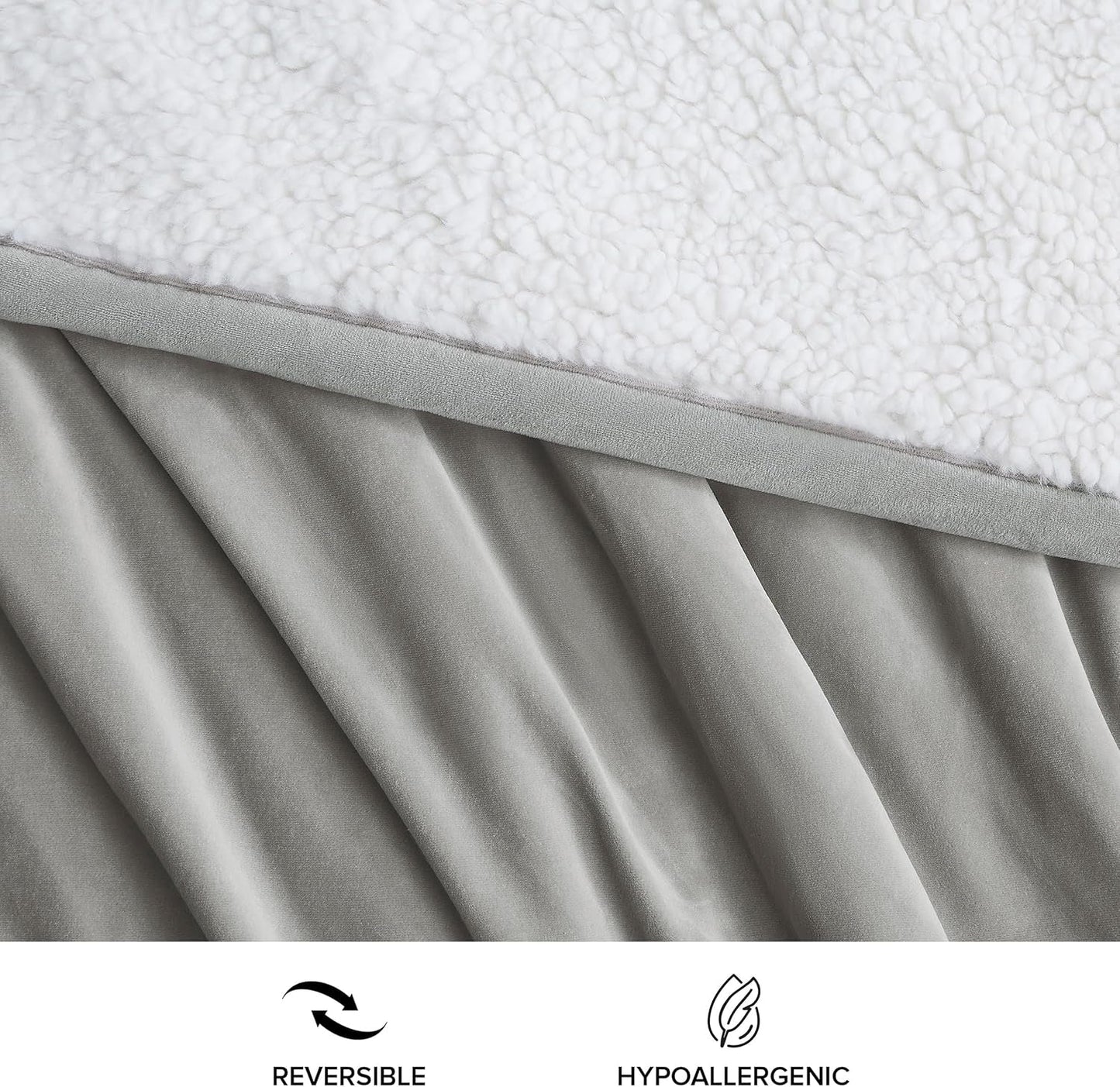 UGG 01465 Bliss Sherpa Couverture entièrement réversible pour canapé ou lit Lavable en machine Facile d'entretien Couverture de luxe surdimensionnée en peluche douce 178 x 127 cm Seal Naty Shop Couettes et couettes