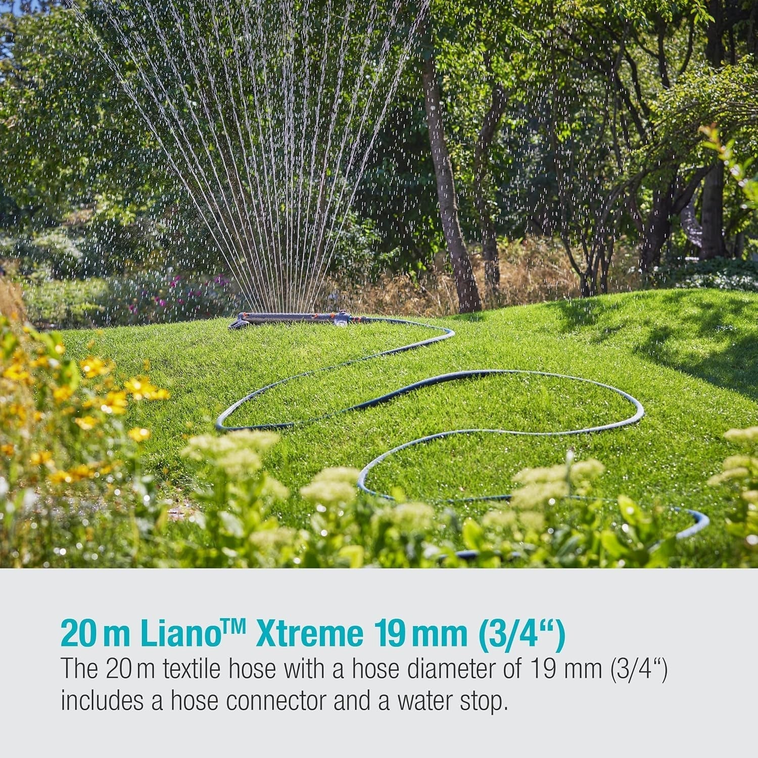 Gardena Liano Xtreme 3/4", 20 m : tuyau d'arrosage textile extrêmement robuste avec tuyau intérieur en PVC léger et résistant aux intempéries (18480-20)