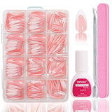 Ensemble de faux ongles Ballerine – 240 pièces de faux ongles rose lilas délicats, colle complète sur faux ongles, ensemble de faux ongles pour manucure et nail art pour femmes et filles (rose lavande)