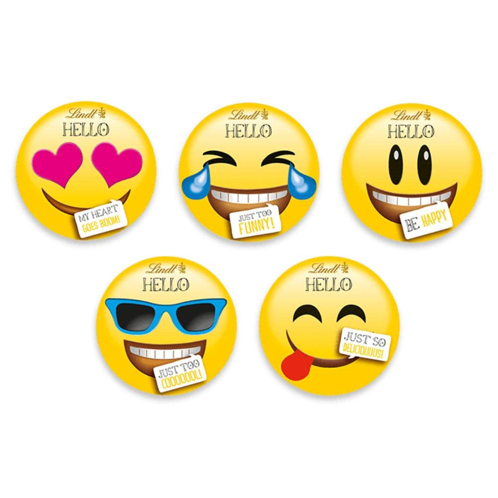 Assortiment de chocolat (37 boules LINDOR, 24 bâtonnets Hello Mini, 10 Mini Fioretto), cadeau chocolat (1 x 815 g) et HELLO Mini Emoti, chocolat au lait en 5 motifs d'émoticônes, 164 g