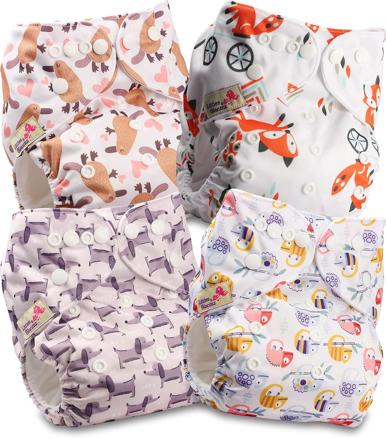 Littles and Bloomz FLP2-0406 Couche réutilisable à clip standard, 4 couches
