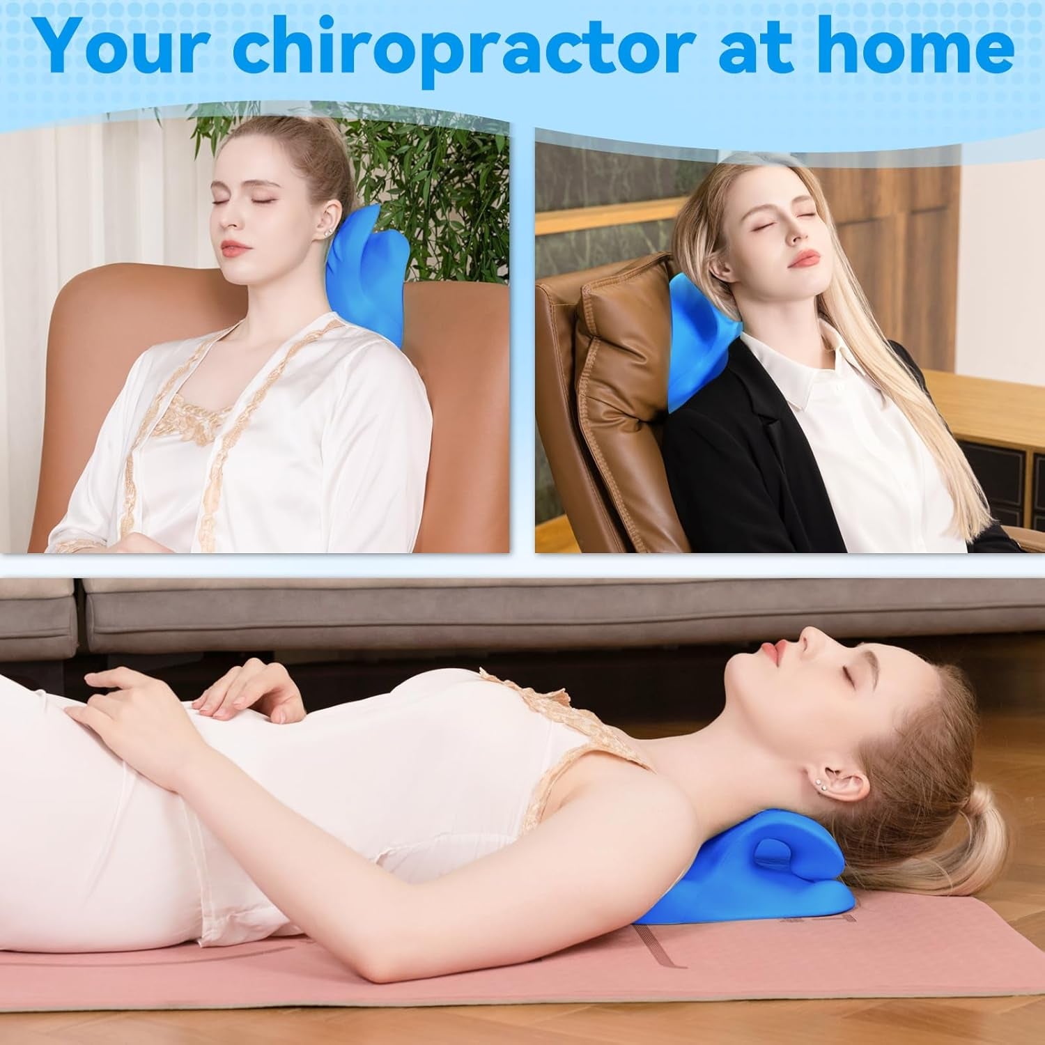 Civière de cou 2.0, Cloudy Neck Lefaya Civière de cou Vainqueur du test orthopédique Civière de cou pour soulager les douleurs cervicales Bosse de cou de qualité supérieure Nuage de cou corrige la posture (Bleu) Oreillers orthopédiques cervicaux Naty Shop