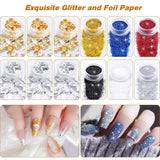 MELLIEX 45 pièces ensemble de décoration d'ongles, pinces à ongles, strass, paillettes, feuille d'or, conception de stylos à points, bande de ruban pour l'art des ongles, ensemble de manucure