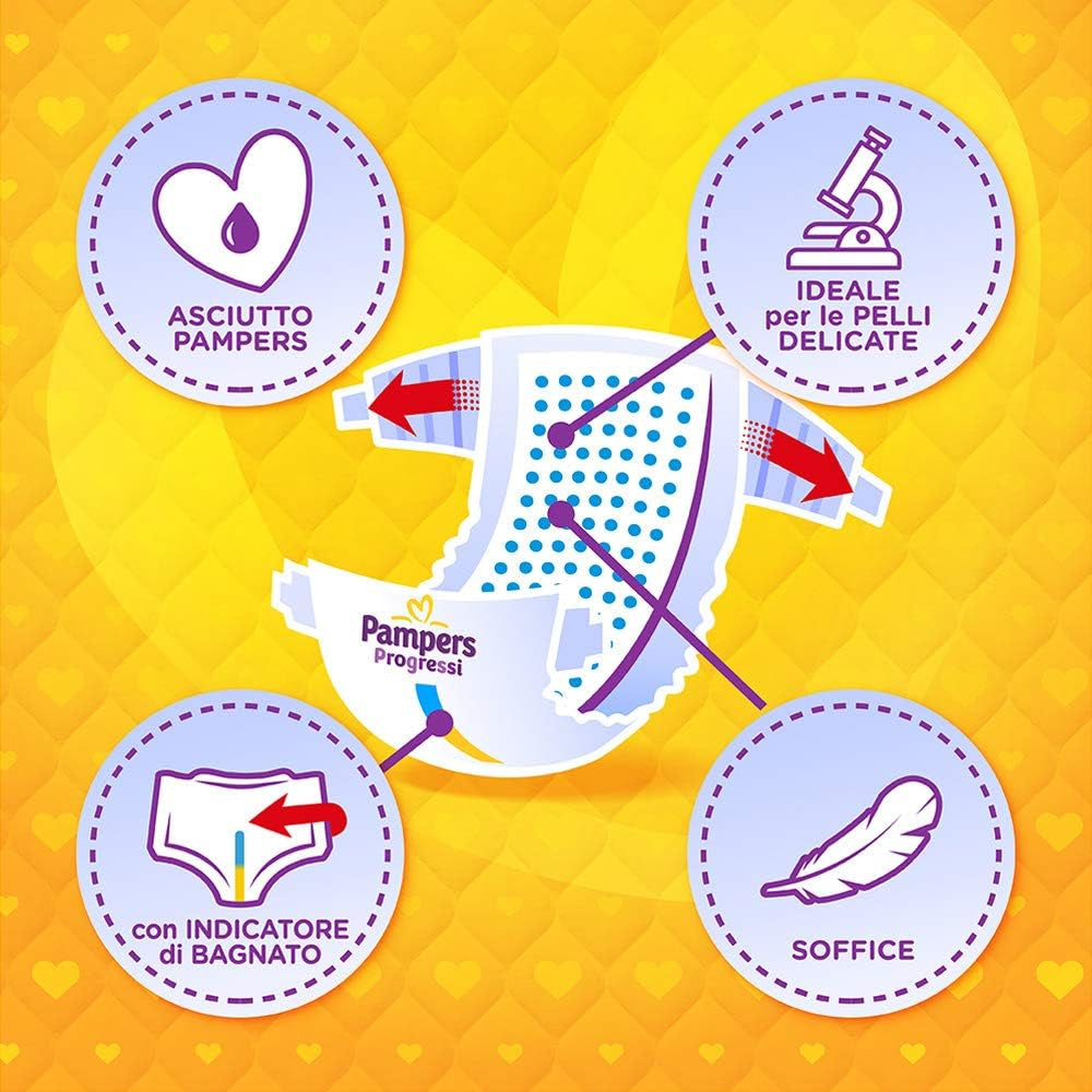 Couches Pampers Progressi & Fit Prime Midi, format court, 162 couches, taille 3 (4-9 kg), abonnement en ligne à la salle de sport pendant 1 mois en cadeau