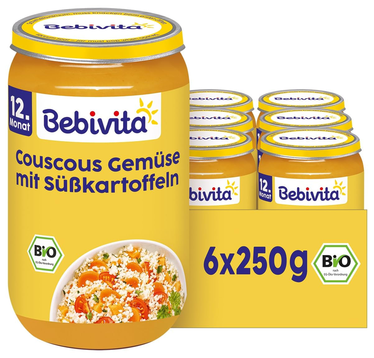 Repas à partir de 12 mois : Couscous et légumes aux patates douces, 250g, paquet de 6 (6 x 250g)