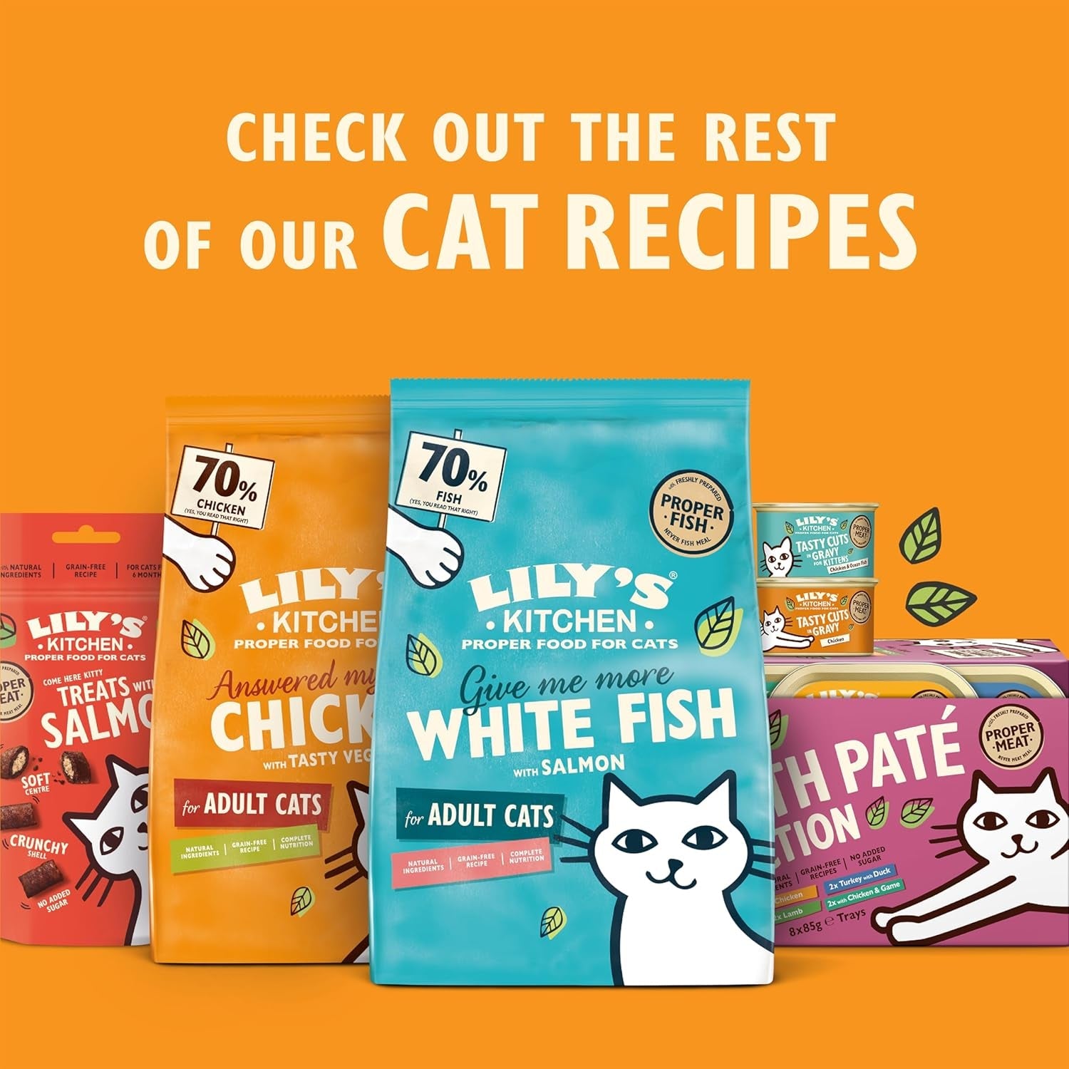 Lily's Kitchen Nourriture humide pour chat adulte avec ingrédients naturels, paquet multi-plateaux, biologique, sans grains, 4 x (8 x 85 g)