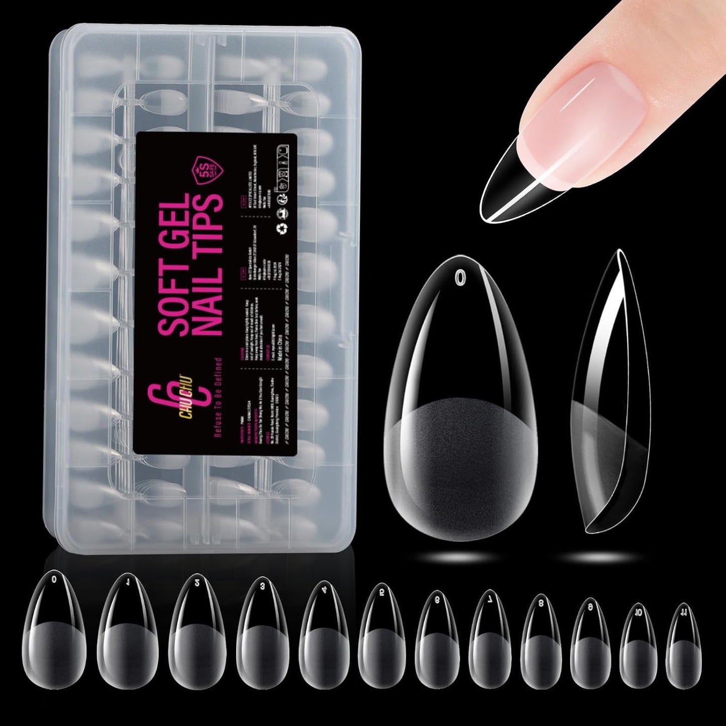 Types d'ongles en Gel moyen Ballerine, 504 pièces: pointes d'ongles en Gel PMMA, Extensions d'ongles, ongles artificiels, 12 tailles