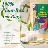 WEETEE Sachets de thé vert, 100 sachets de thé vert, thé vert pur, super antioxydant | Sachets refermables | Préparation chaude ou froide