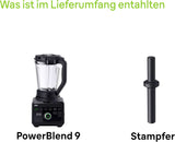 Braun Hochleistungsmixer Powerblend 9 JB9040 – Batteur sur socle avec mélangeur en verre, 18 programmes de mixage, 10 vitesses de rotation + fonction d'impulsion, fonction Heiße Suppen, programme de nettoyage, tampon, 1600 W, Schwarz Kitchen Naty Shop