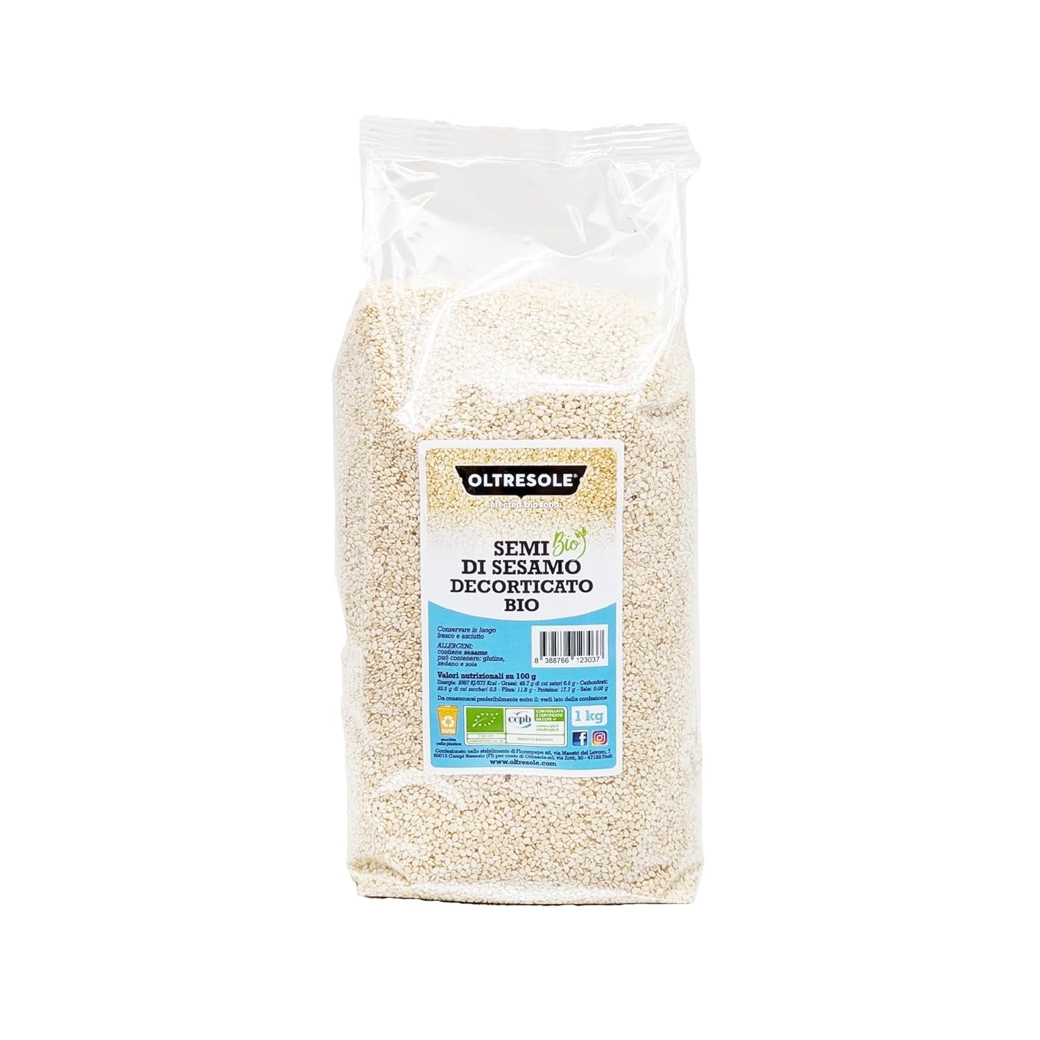 Graines de sésame biologiques 3 kg, graines oléagineuses biologiques crues, sésame blanc, décortiquées naturellement, non torréfiées, source de calcium et de fer, emballage économique