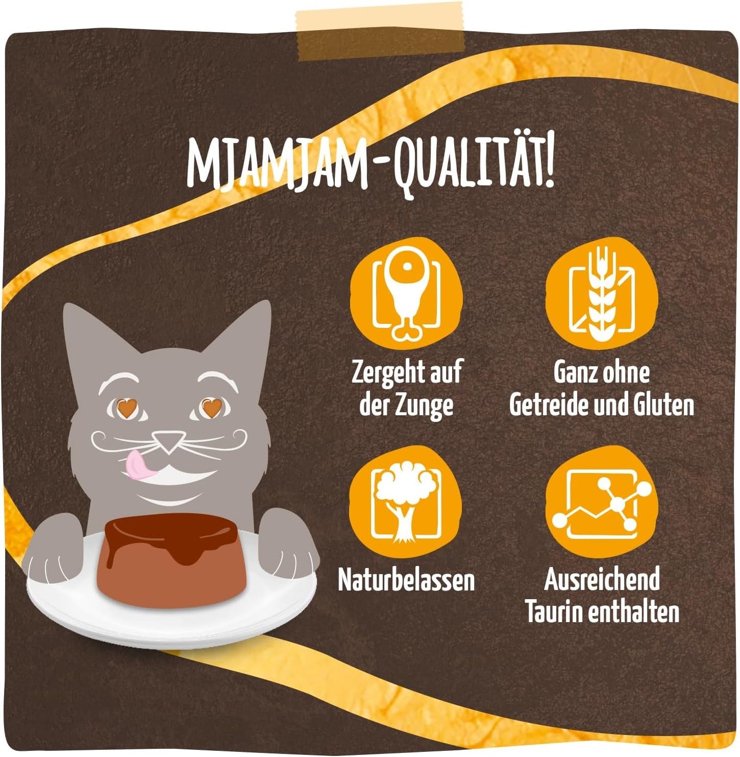 MjAMjAM - Nourriture humide premium pour chats - Panna Gatto - poulet tendre avec une garniture noble, paquet de 12 (2x80g), sans céréales