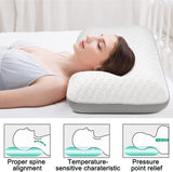Fityou Oreiller en mousse à mémoire de forme Oreiller de soutien du cou Oreiller de couchage ergonomique Oreiller rafraîchissant Conception double face Housse de coussin lavable (67,5 x 40 x 13 cm) Oreillers orthopédiques cervicaux Naty Shop