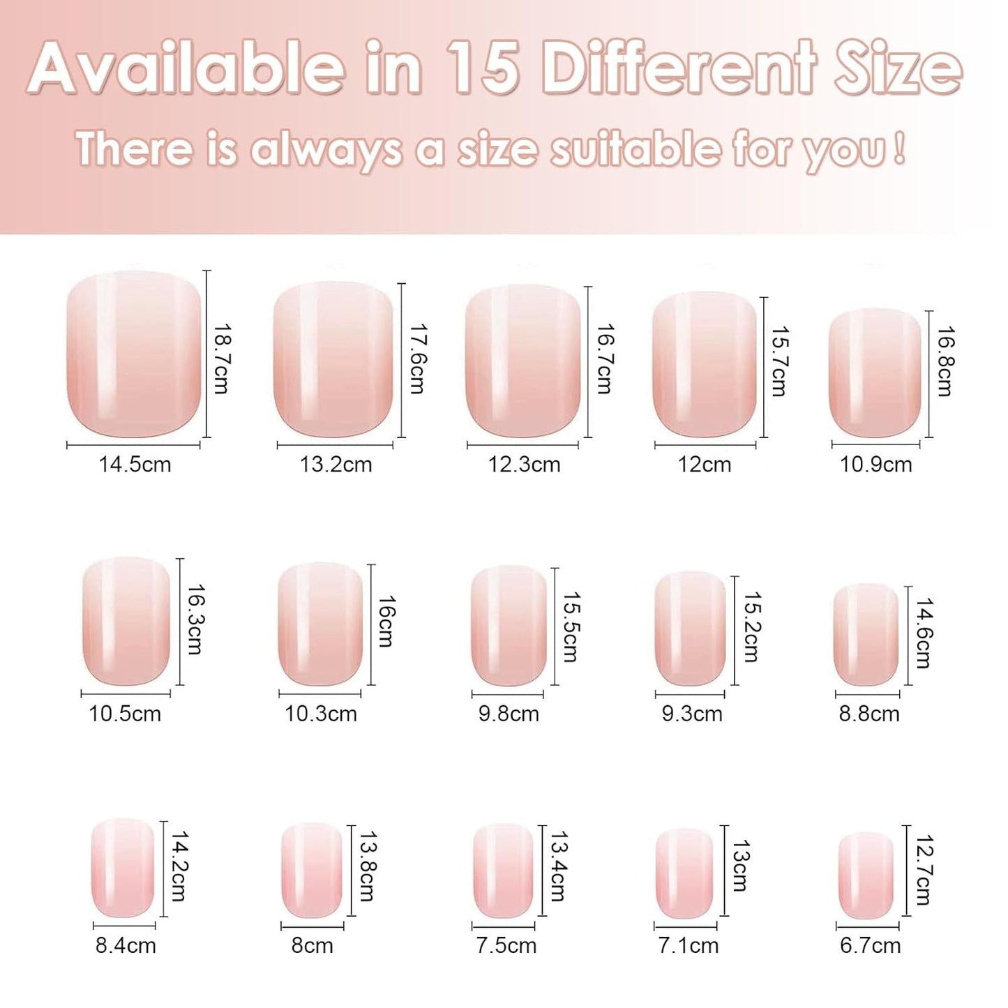 Ensemble de 240 faux ongles courts – Faux ongles artificiels naturels courts à coller – Ongles artificiels dégradés nus pour extensions d'ongles en boîte (dégradé nu)