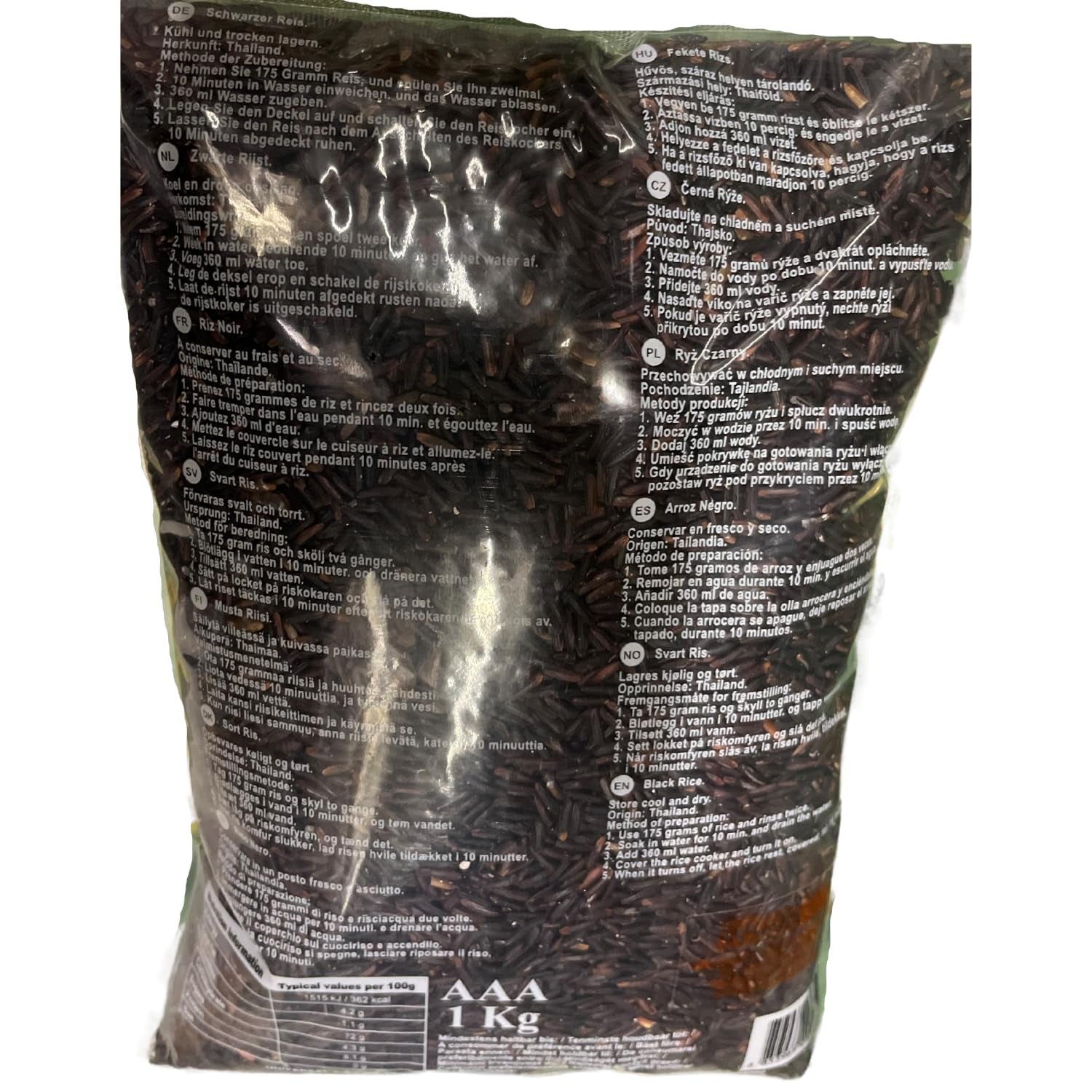 ROYAL THAI RICE - Riz noir à grains longs (grains de riz) - 1 x 1 kg