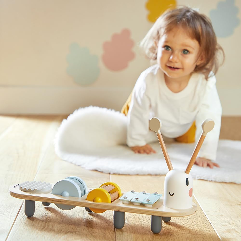 Janod - Pistes musicales Sweet Cocoon - 5 activités musicales pour les enfants - Éducation musicale précoce - Jouet en bois FSC - Dès 12 mois, J04058 Jouets pour bébés Naty Shop