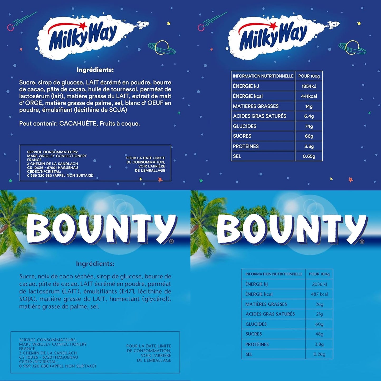 Minis mélangés, Snickers, Bounty, Twix, Milky Way, paquet de chocolat en vrac, un paquet (1 x 400 g) (paquet de 5)