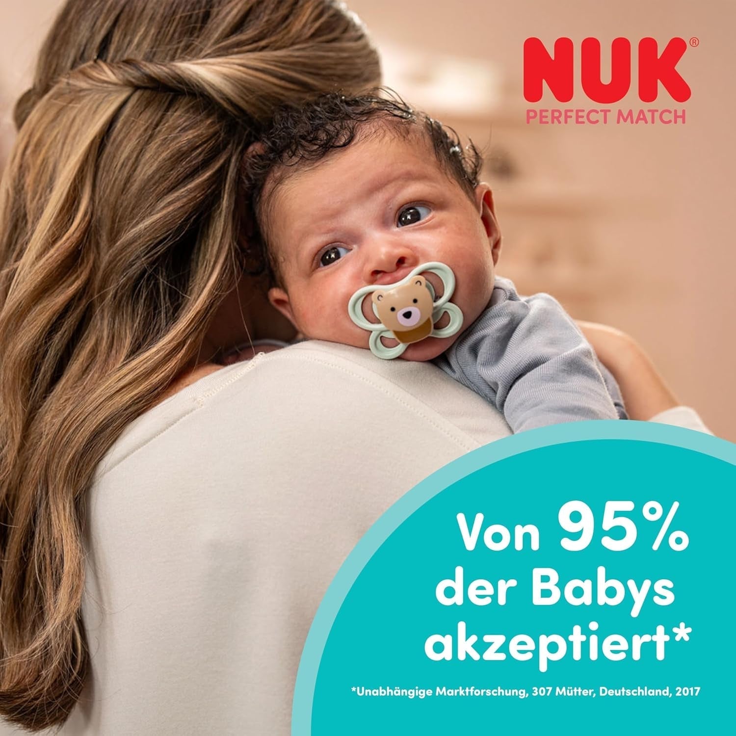 Sucettes NUK Perfect Match Air pour bébés | 0-6 mois | Orthodontic pacifiers that promote air circulation and prevent drooling | 95 % d'acceptation par les bébés** | Renard/ours en peluche | Paquet de 2