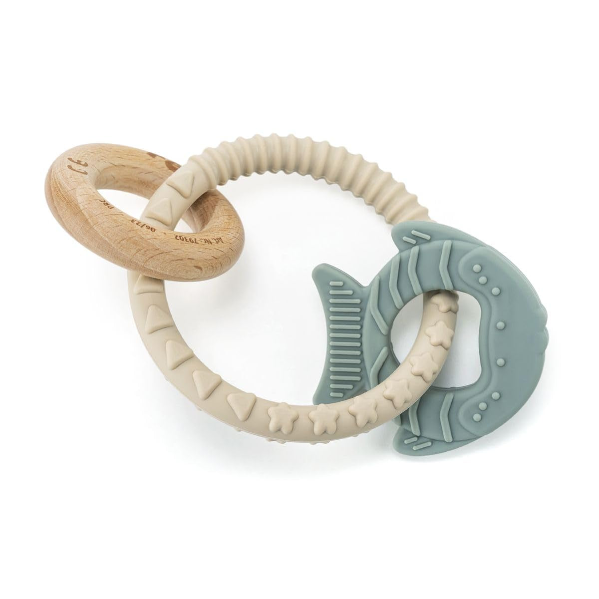 reer BiteDuo | Anneau de dentition en bois de silicone pour bébé | Aide à la dentition | Jouet motorisé