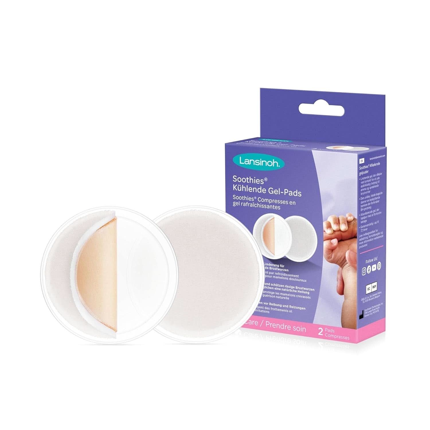 Lansinoh Soothies Kühlende Gel-Pads - 2 Stück - Beruhigen Und Schützen Schmerzende & Rissige Brustwarzen - Ermöglichen Natürliche Heilung, Damit Mütter Weiter Stillen Können Accessoires Alimentation et allaitement Bebe Naty Shop
