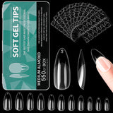 Alyvisun Lot de 500 faux ongles en acrylique à couverture complète avec 240 autocollants pour ongles, 10 tailles de pointes d'ongles en gel transparent, pointes d'ongles en gel souple, pointes d'ongles ballerine