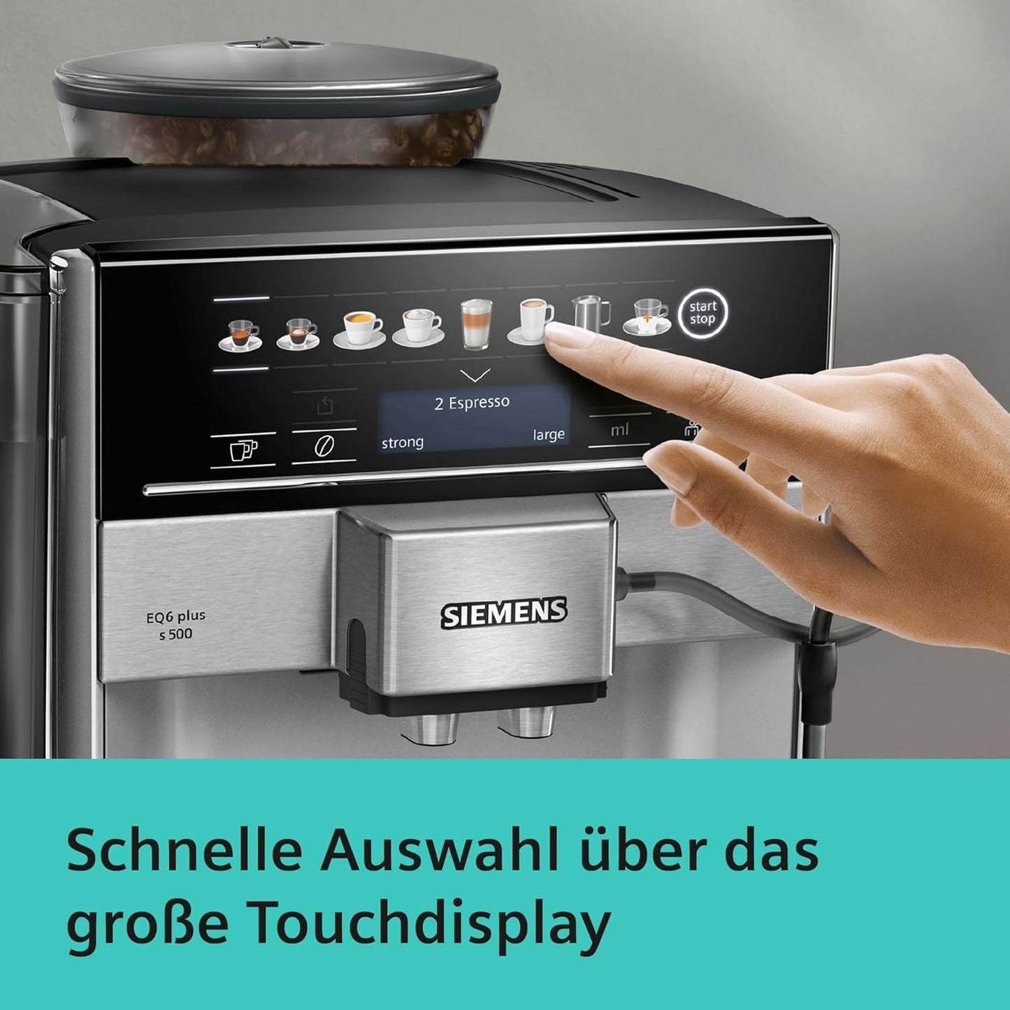 Machine à expresso automatique Siemens EQ.6 plus s300 TE653501DE, pour de nombreuses spécialités de café, mousseur à lait, moulin en céramique, double fonction café, anticalcaire, nettoyage vapeur automatique, 1500 W, argent