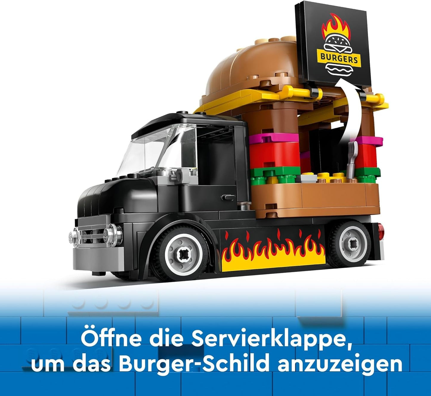 LEGO City Burger Truck - Ensemble de construction avec voiture jouet pour enfants de 5 ans, figurine et accessoires de camion de nourriture, cadeau amusant pour garçons et filles 60404 Jeux de construction Besuche den LEGO-Store