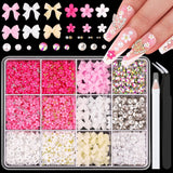 GZMAYUEN 920 pièces perles à dos plat or argent pour ongles, perles à ongles demi-brun blanc beige, petites perles à dos plat demi-brun pour décoration d'art d'ongle bricolage