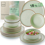 SÄNGER Rio Menthe | Service de table en grès pour 6 personnes, 6 assiettes, 6 assiettes à dessert, 6 bols, vert menthe | LA COLLECTION VALEUR