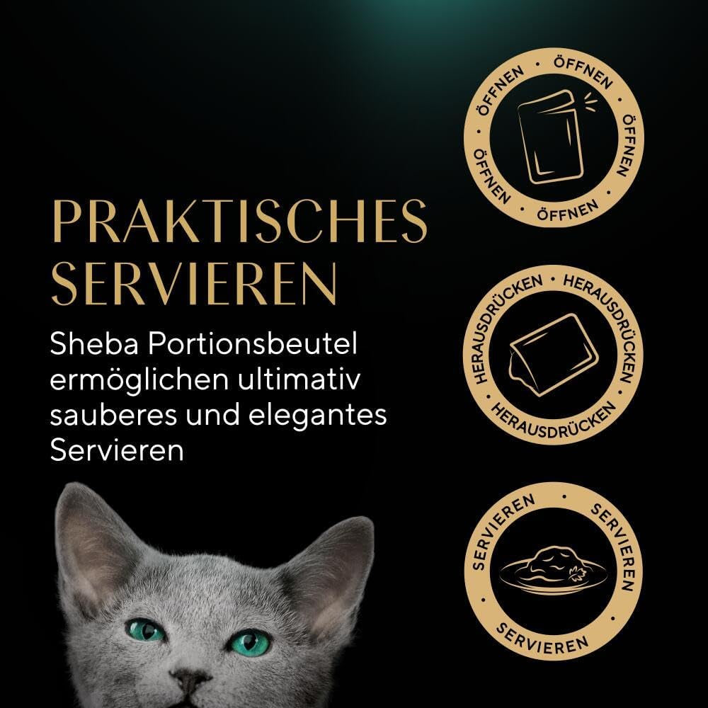 Nourriture humide Sheba pour chatons, en sachets assortis, au saumon (MSC) et poulet en sauce, multipack 40x85g