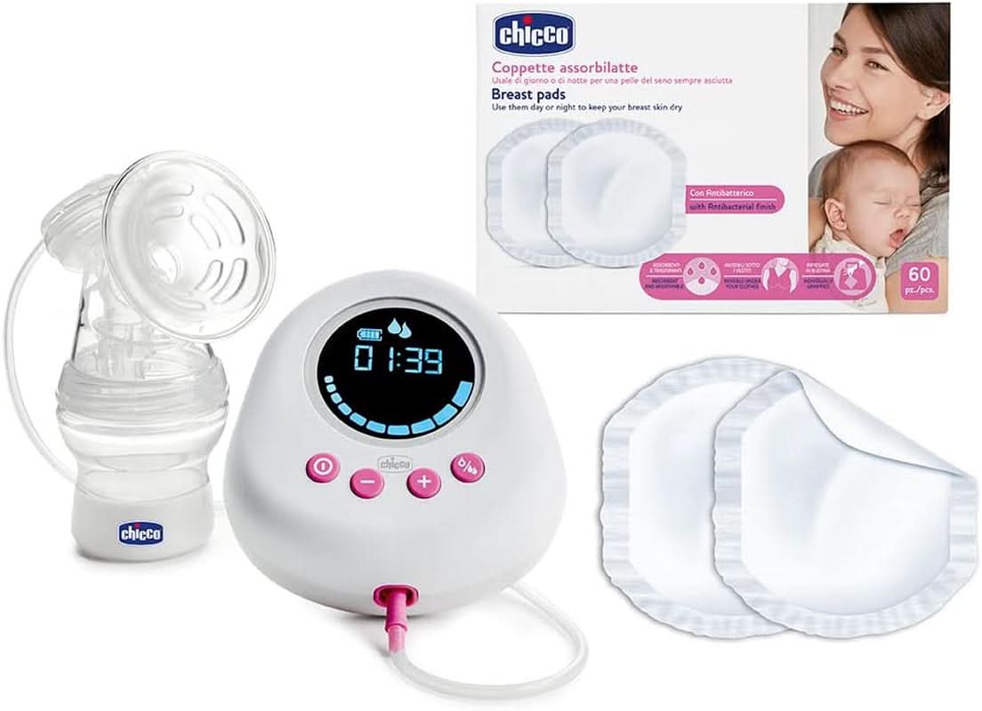 Chicco, tire-lait électrique portable, 5 niveaux d'intensité, 150 ml Accessoires Alimentation et Allaitement Bebe Naty Shop Milchpumpe + Sauger