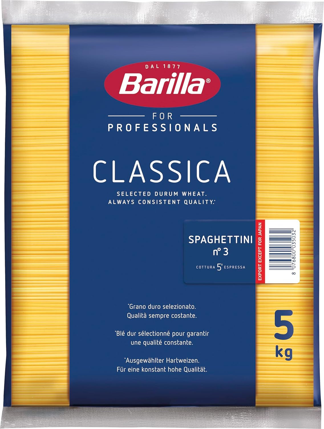 Barilla Pasta Klassische Spaghetti n.5 aus Hartweizen de haute qualité immergé al dente, (1 x 500 g), sans goût