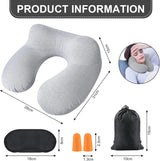 Oreiller cervical gonflable de voyage, oreiller cervical gonflable compact et rapide avec housse de coussin lavable pour les voyages en voiture, avion, train, bureau, famille