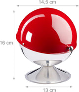 Relaxdays Sucre et Bonbons Bonbons Sucrier Boule Rouge 1pc Couvercle Rouleau Inox Poli