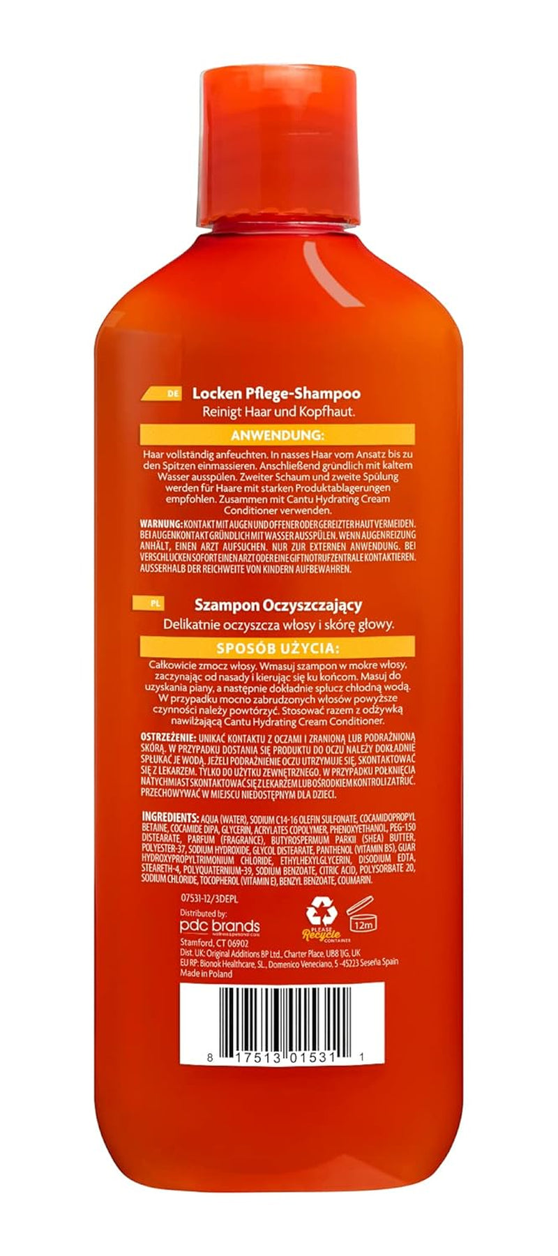 Cantu Shampooing Crème Nettoyante – Shampooing Pour Cheveux Et Cheveux – Formule Reichhaltige Au Beurre De Karité – Sanfte Und Tiefenwirksame Reinigung Für Haar Und Kopfhaut – Sulfatfrei – 400 ml Cantu Douche et Bain